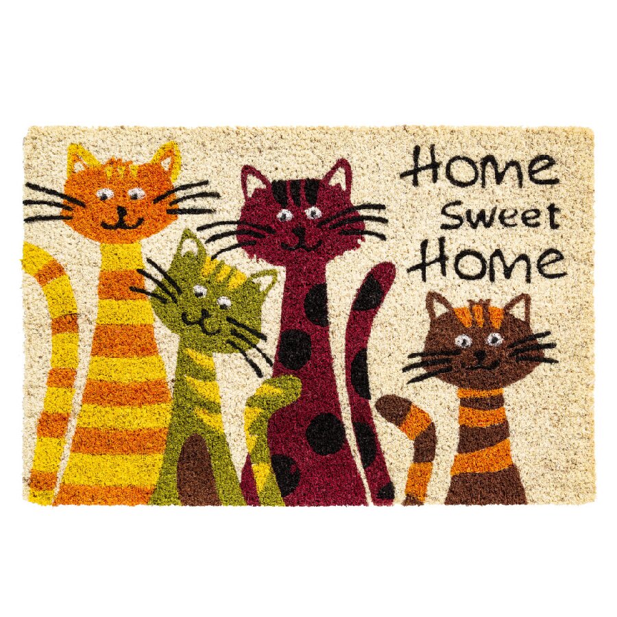 Kokosová vnitřní čistící vstupní rohož FLOMA Ruco Cats Home Sweet Home - 40 x 60