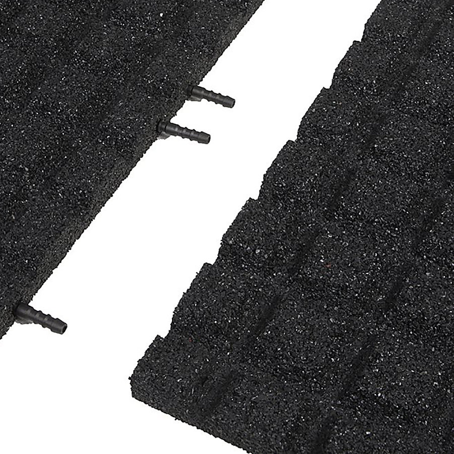 Černá gumová krajová dopadová dlaždice (V30/R15) FLOMA - délka 50 cm, šířka 25 cm a výška 3 cm 