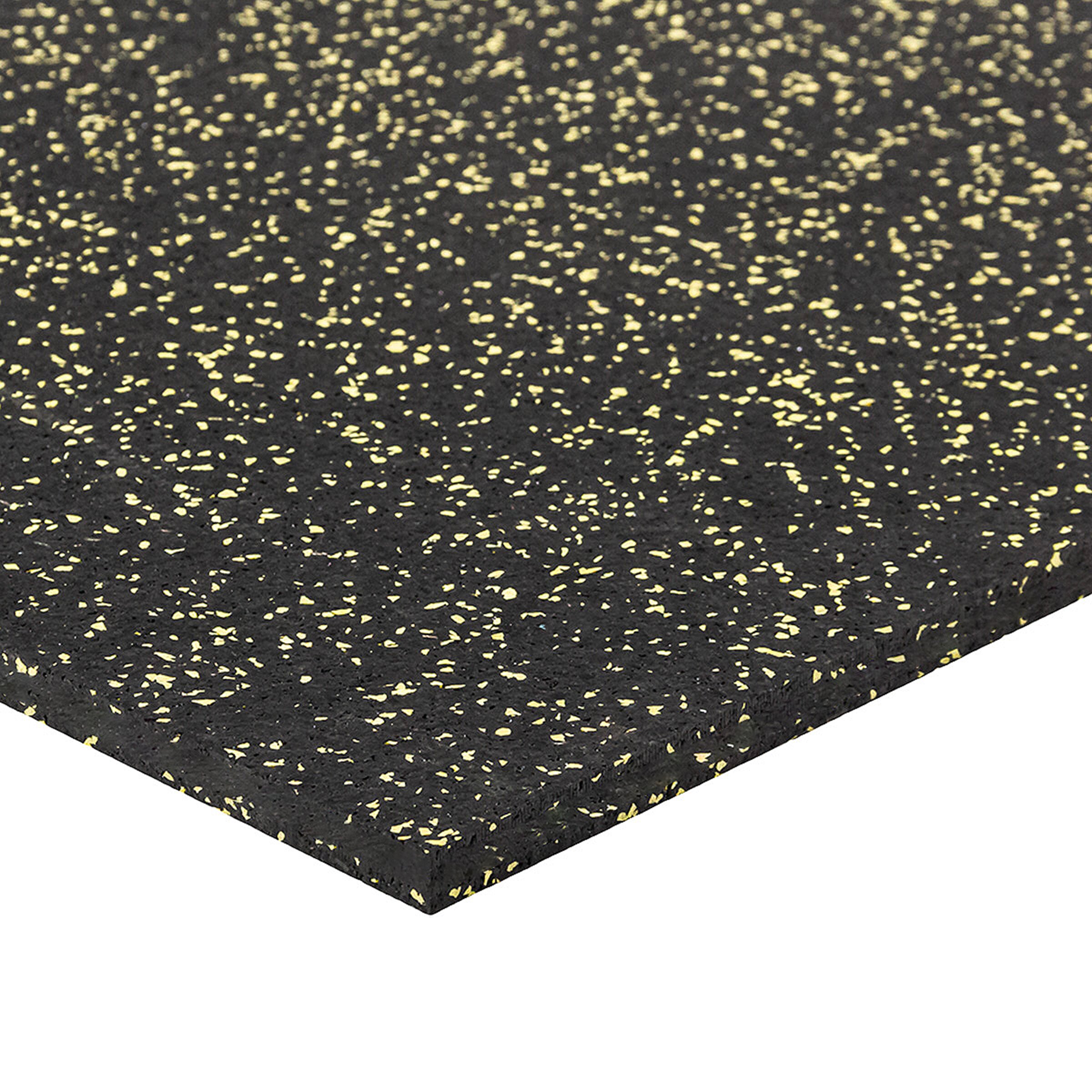 Černo-žlutá gumová modulová puzzle dlažba (roh) FLOMA FitFlo SF1050 - délka 100 cm, šířka 100 cm, výška 1,6 cm