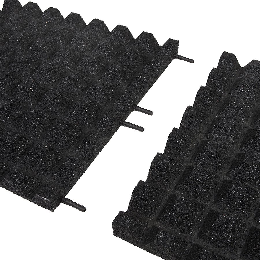 Černá gumová dopadová dlaždice (V40/R28) FLOMA - délka 100 cm, šířka 100 cm a výška 4 cm 