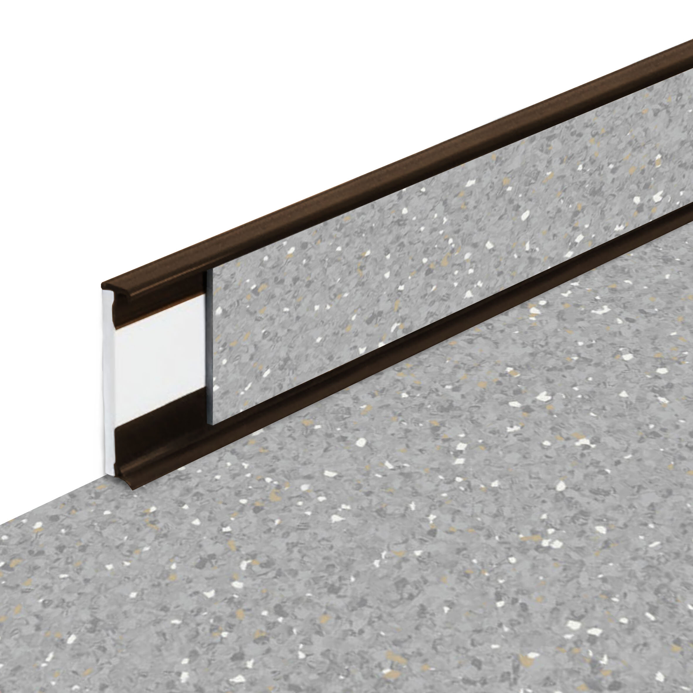 PVC vinylová soklová podlahová lišta Fortelock Business Sauda hidden treasure G002 brown - délka 200 cm, výška 5,8 cm, tloušťka 1,2 cm