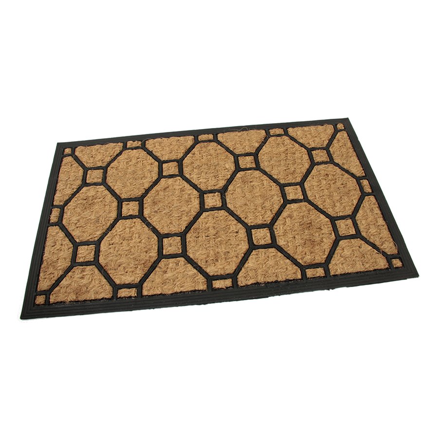 Kokosová čistící venkovní vstupní rohož Squares - Rectangle, FLOMA - délka 45 cm, šířka 75 cm a výška 0,8 cm 