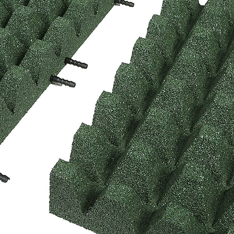 Zelená gumová krajová dopadová dlaždice (V80/R50) FLOMA - délka 50 cm, šířka 25 cm a výška 8 cm 