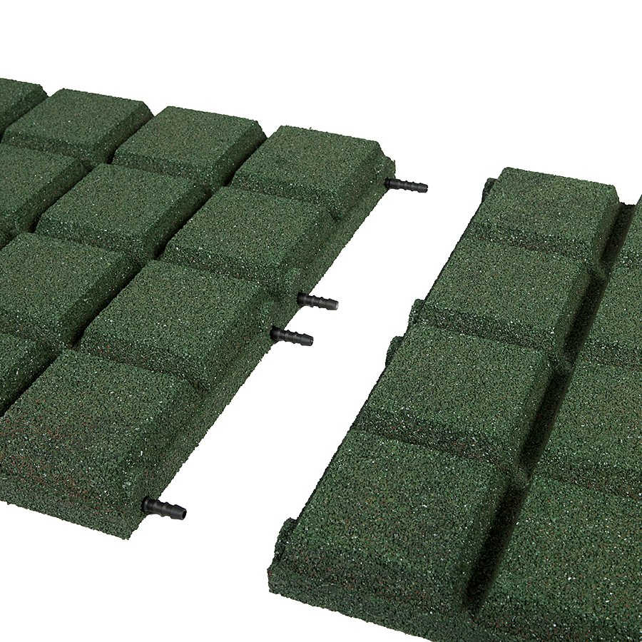 Zelená gumová dopadová dlaždice (V50/R25BIG) FLOMA - délka 50 cm, šířka 50 cm a výška 5 cm 