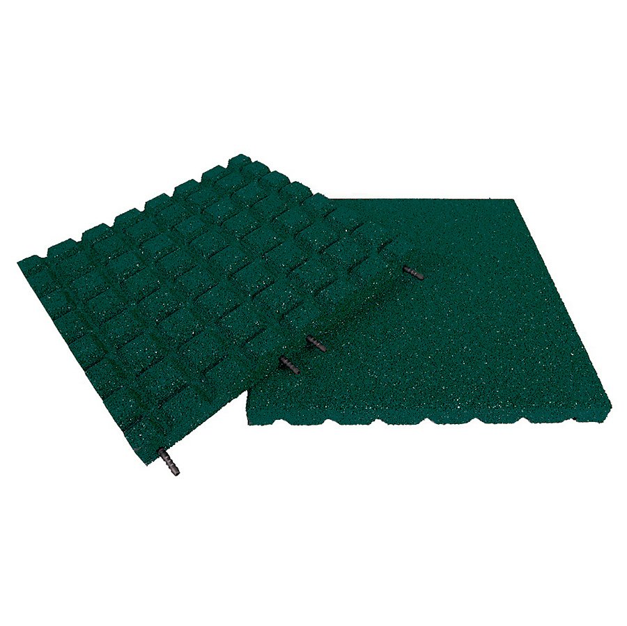 Zelená gumová dopadová dlaždice (V30/R18) FLOMA - délka 50 cm, šířka 50 cm a výška 3 cm 