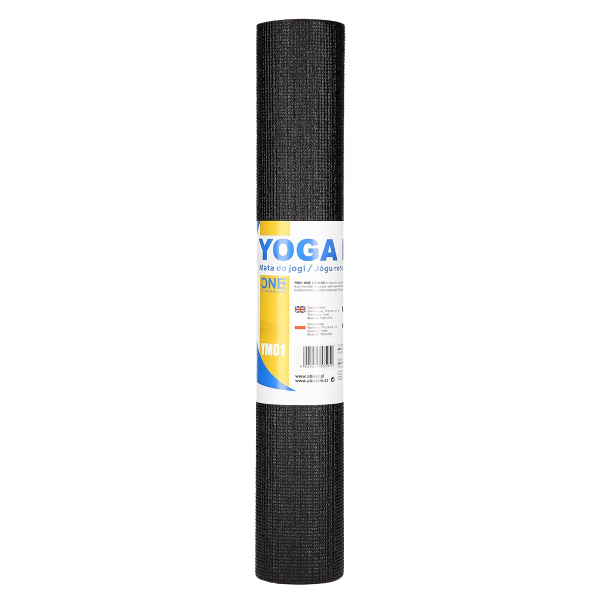 Černá podložka pro jógu ONE FITNESS - 173,5 x 61 cm a tloušťka 3 mm