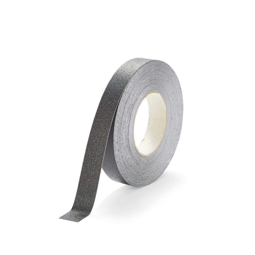Černá plastová voděodolná protiskluzová páska FLOMA Aqua-Safe - délka 18,3 m, šířka 2,5 cm, tloušťka 0,7 mm