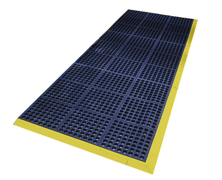 Modrá gumová protiskluzová protiúnavová průmyslová modulární rohož Fatigue - 90 x 90 x 1,6 cm (80000504) FLOMAT