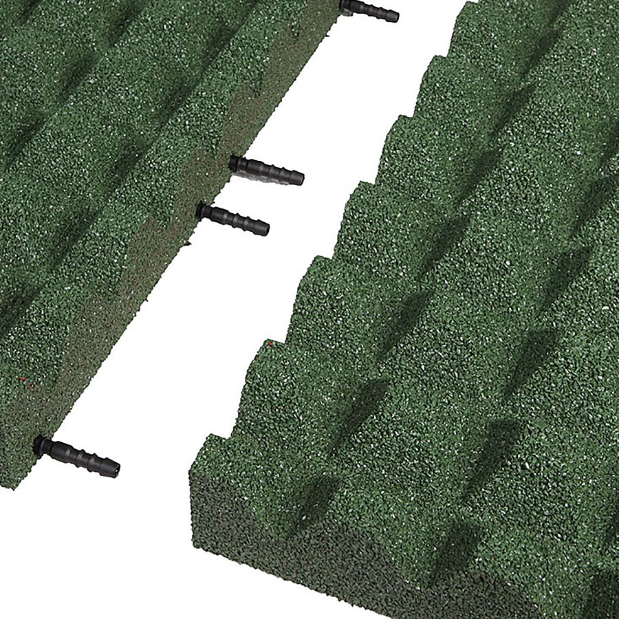 Zelená gumová krajová dopadová dlaždice (V65/R28) FLOMA - délka 50 cm, šířka 25 cm a výška 6,5 cm 