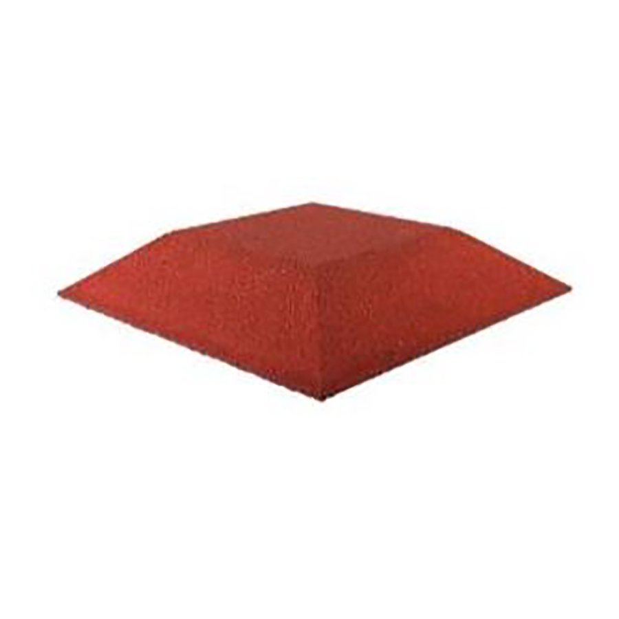 Červená gumová krajová dopadová dlaždice (roh) (V90/R00) FLOMA - délka 50 cm, šířka 50 cm a výška 9 cm 