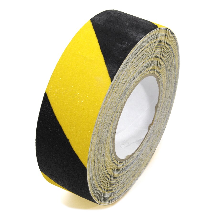 Černo-žlutá korundová protiskluzová páska FLOMA Hazard Standard - délka 18,3 m, šířka 5 cm, tloušťka 0,7 mm
