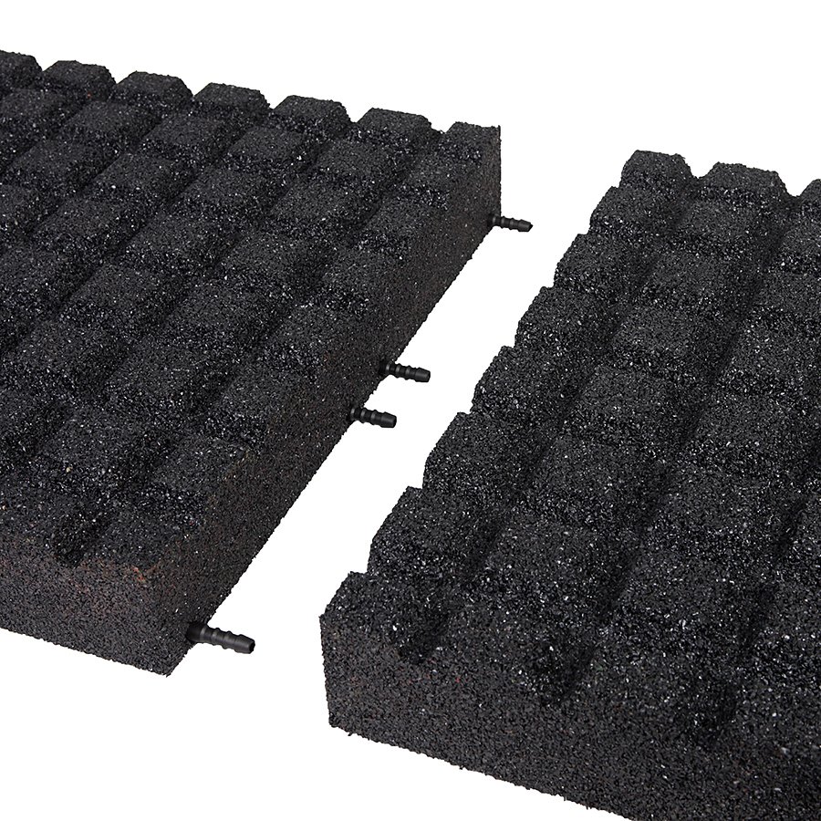 Černá gumová dopadová dlaždice (V80/R15) FLOMA - délka 50 cm, šířka 50 cm a výška 8 cm 