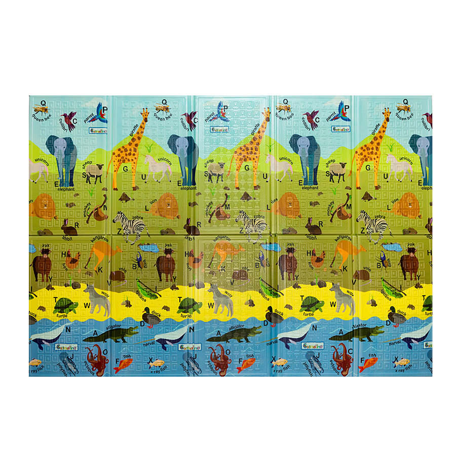 Pěnová skládací dětská hrací podložka Casmatino ABC Animals - 200 x 140 x 1 cm
