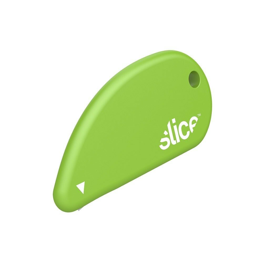 Zelený plastový malý bezpečnostní univerzální nůž SLICE - délka 6,1 cm, šířka 3,1 cm, výška 0,6 cm