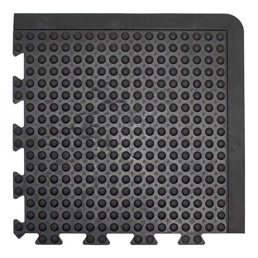 Černá gumová protiúnavová průmyslová dlažba (roh) - 50 x 50 x 1,35 cm