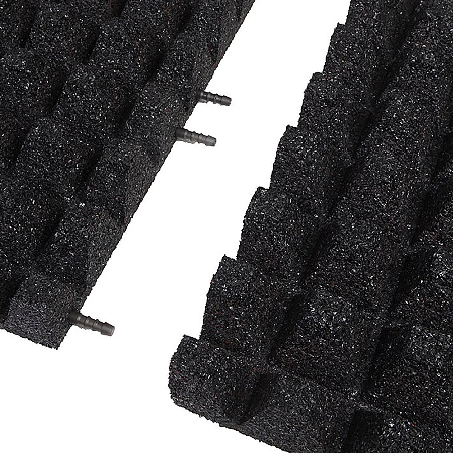 Černá gumová krajová dopadová dlaždice (V65/R50) FLOMA - délka 50 cm, šířka 25 cm a výška 6,5 cm 