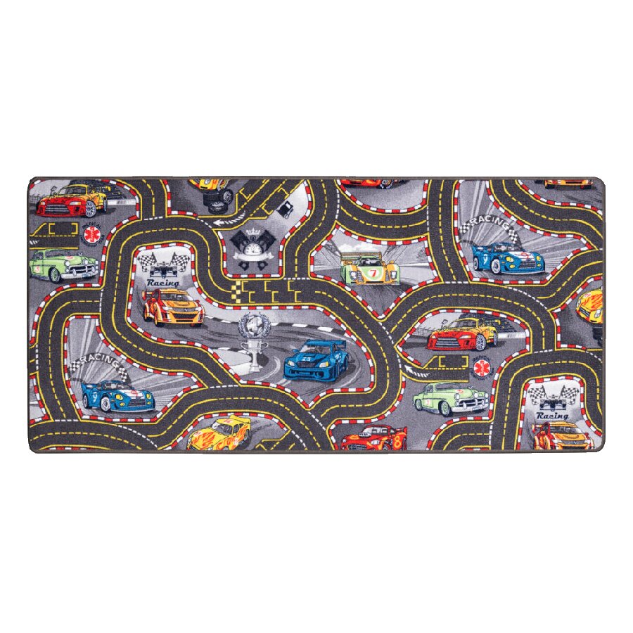 Různobarevný dětský kusový hrací koberec FLOMA Cars 2 - délka 133 cm, šířka 133 cm, výška 0,5 cm