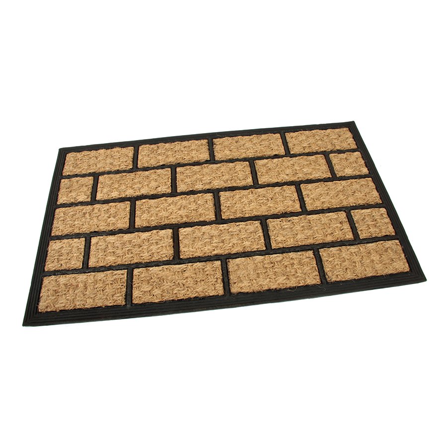 Kokosová čistící venkovní vstupní rohož Rectangle - Bricks, FLOMA - délka 45 cm, šířka 75 cm a výška 0,8 cm 