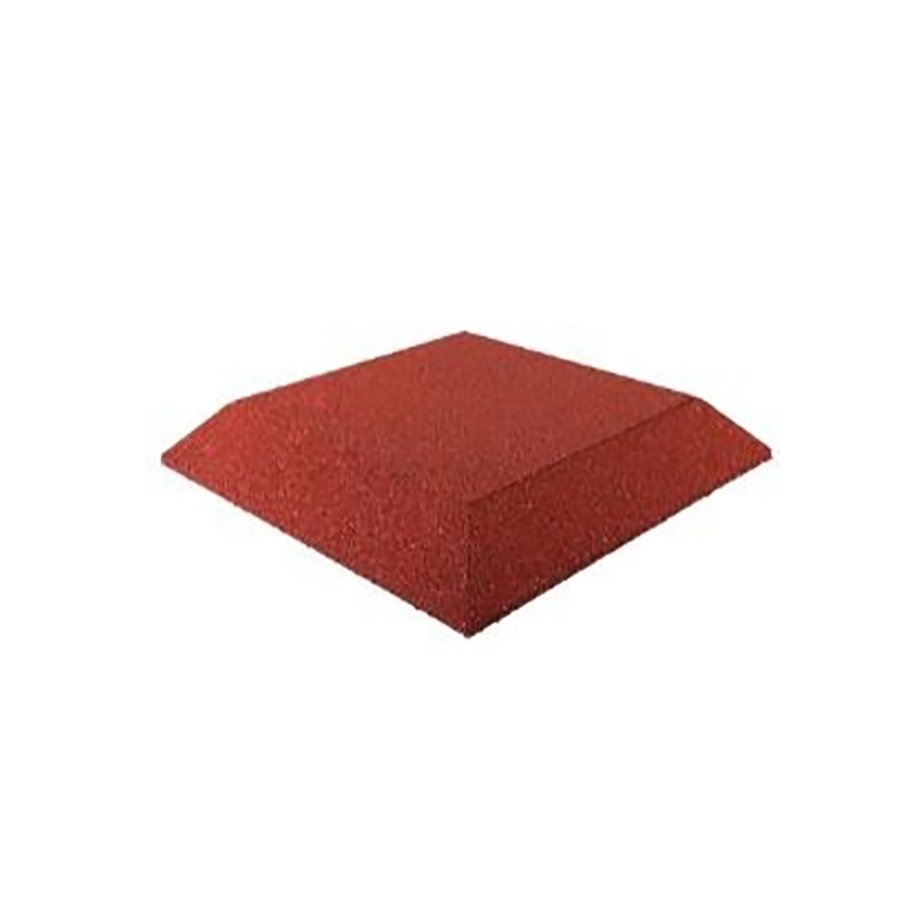 Červená gumová krajová dopadová dlaždice (roh) (V65/R00) FLOMA - délka 50 cm, šířka 50 cm a výška 6,5 cm 