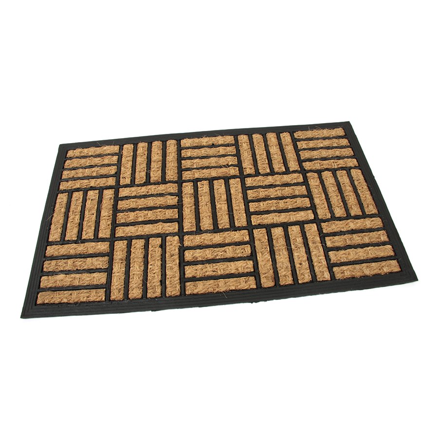 Kokosová čistící venkovní vstupní rohož Lines - Squares, FLOMA - délka 45 cm, šířka 75 cm a výška 0,8 cm 