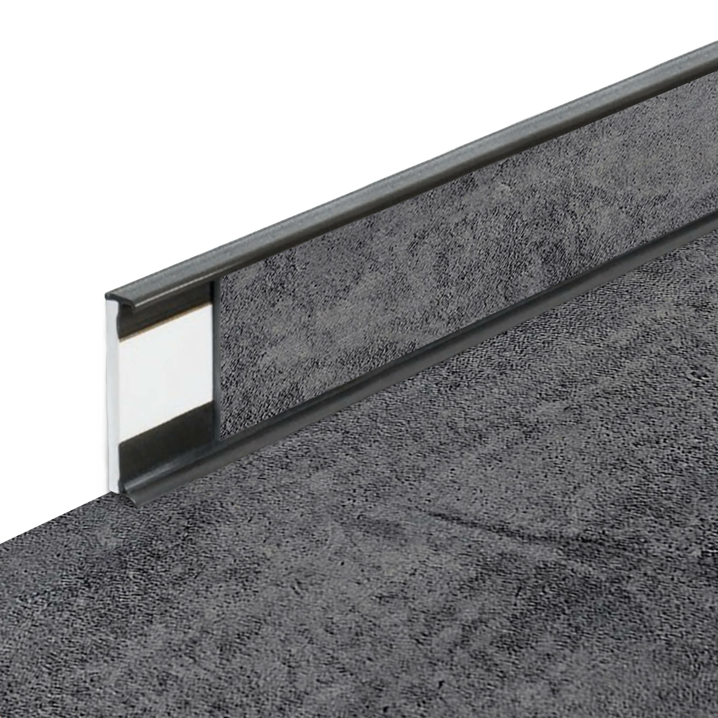 PVC vinylová soklová podlahová lišta Fortelock Business Forsen rugged canyon C021 graphite - délka 200 cm, výška 5,8 cm, tloušťka 1,2 cm