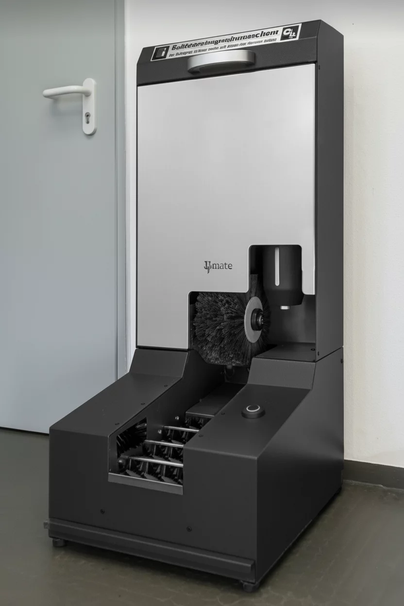 Černý čistič bot a podrážek obuvi s politurou Solamat 150