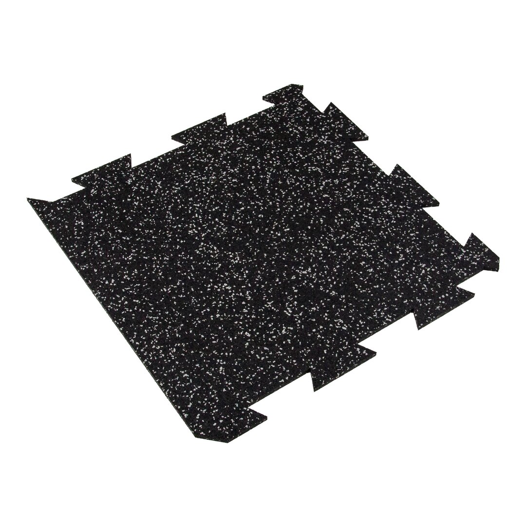Černo-šedá gumová modulová puzzle dlažba (okraj) FLOMA FitFlo SF1050 - 50 x 50 x
