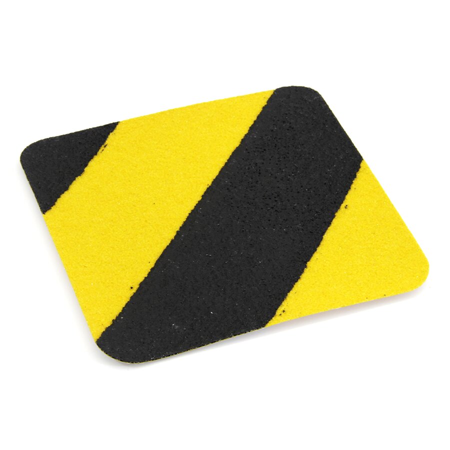 Černo-žlutá korundová protiskluzová páska (dlaždice) FLOMA Super Hazard - délka 14 cm, šířka 14 cm, tloušťka 1 mm