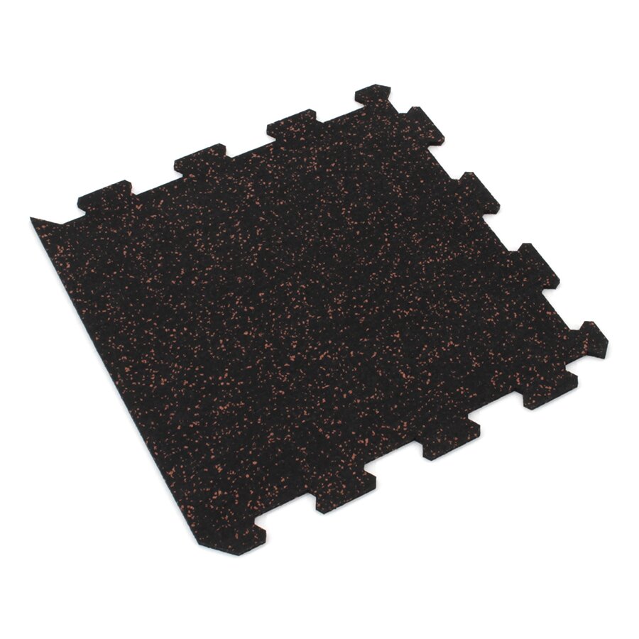 Černo-červená podlahová guma (puzzle - okraj) FLOMA IceFlo SF1100 - délka 100 cm, šířka 100 cm, výška 1 cm