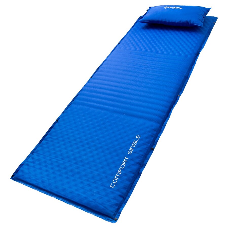 Modrá samonafukovací karimatka KING CAMP Comfort Single - délka 198 cm, šířka 63 cm, tloušťka 4 cm