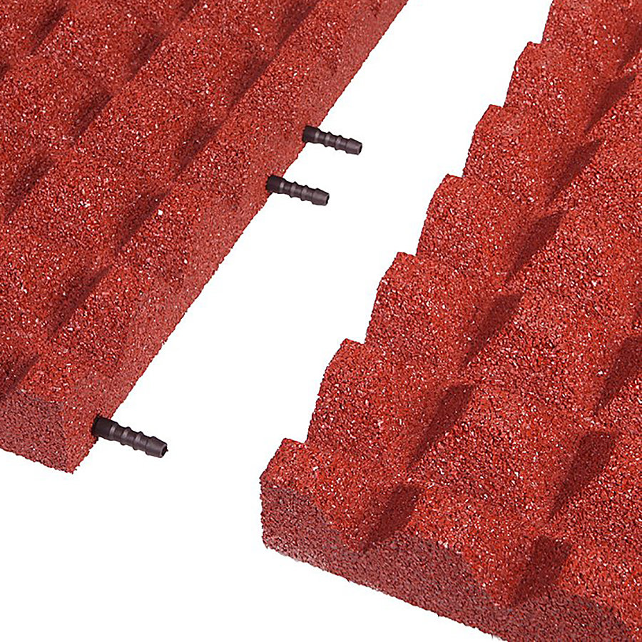 Červená gumová krajová dopadová dlaždice (V55/R28) FLOMA - délka 50 cm, šířka 25 cm a výška 5,5 cm 