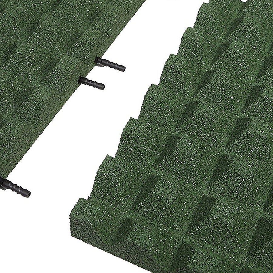 Zelená gumová krajová dopadová dlaždice (V50/R28) FLOMA - délka 50 cm, šířka 25 cm a výška 5 cm 