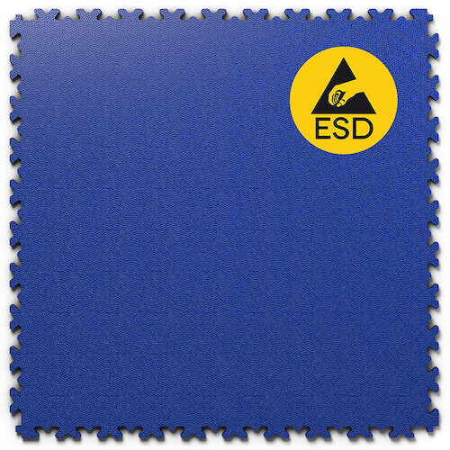 Modrá PVC vinylová zátěžová dlažba Fortelock Industry ESD (kůže) - délka 51 cm, šířka 51 cm, výška 0,7 cm