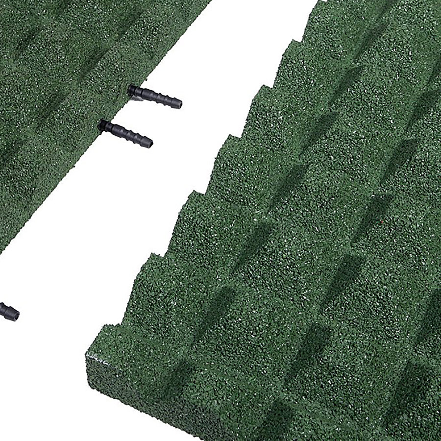 Zelená gumová krajová dopadová dlaždice (V45/R28) FLOMA - délka 50 cm, šířka 25 cm a výška 4,5 cm 