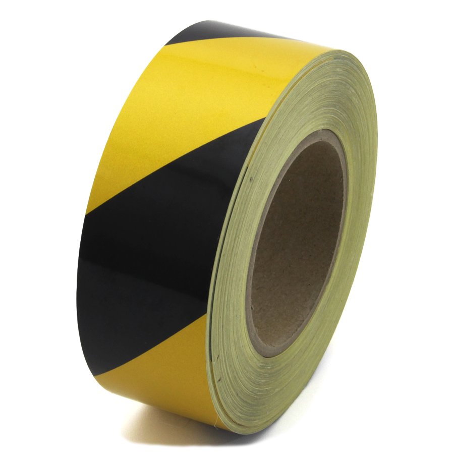 Černo-žlutá levá reflexní výstražná páska - délka 45 m, šířka 5 cm