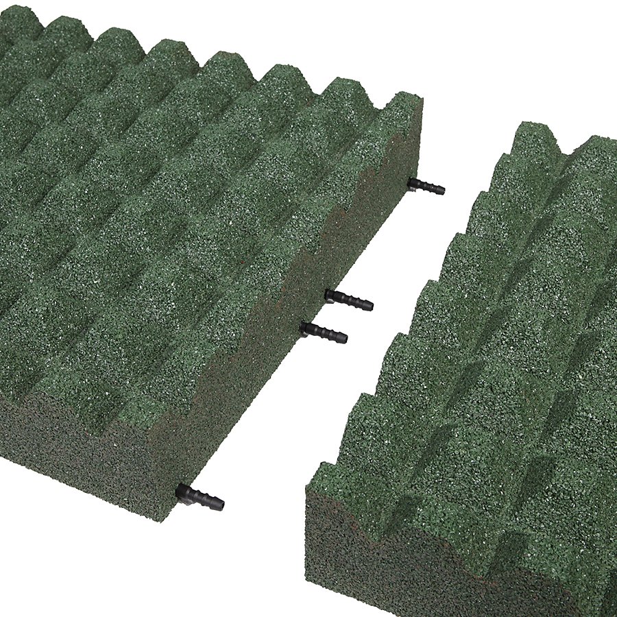 Zelená gumová dopadová dlaždice (V100/R28) FLOMA - délka 50 cm, šířka 50 cm a výška 10 cm 