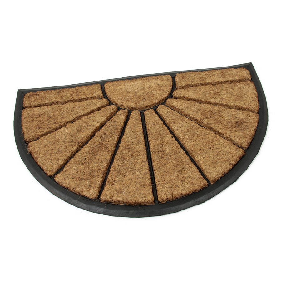Kokosová čistící venkovní vstupní půlkruhová rohož Sun, FLOMA - délka 45 cm, šířka 75 cm a výška 2,2 cm 