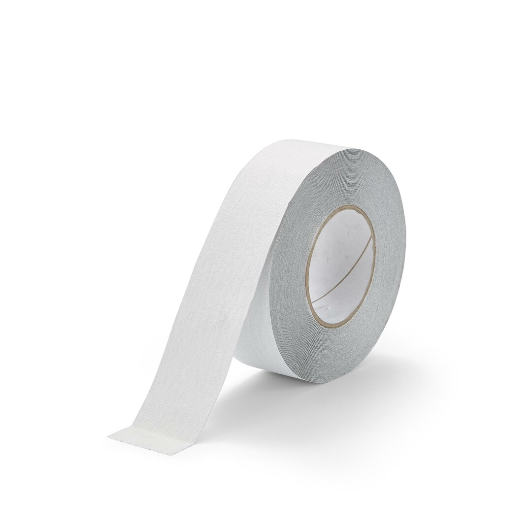 Bílá korundová protiskluzová páska FLOMA Standard - 18,3 m x 5 cm a tloušťka 0,7 mm
