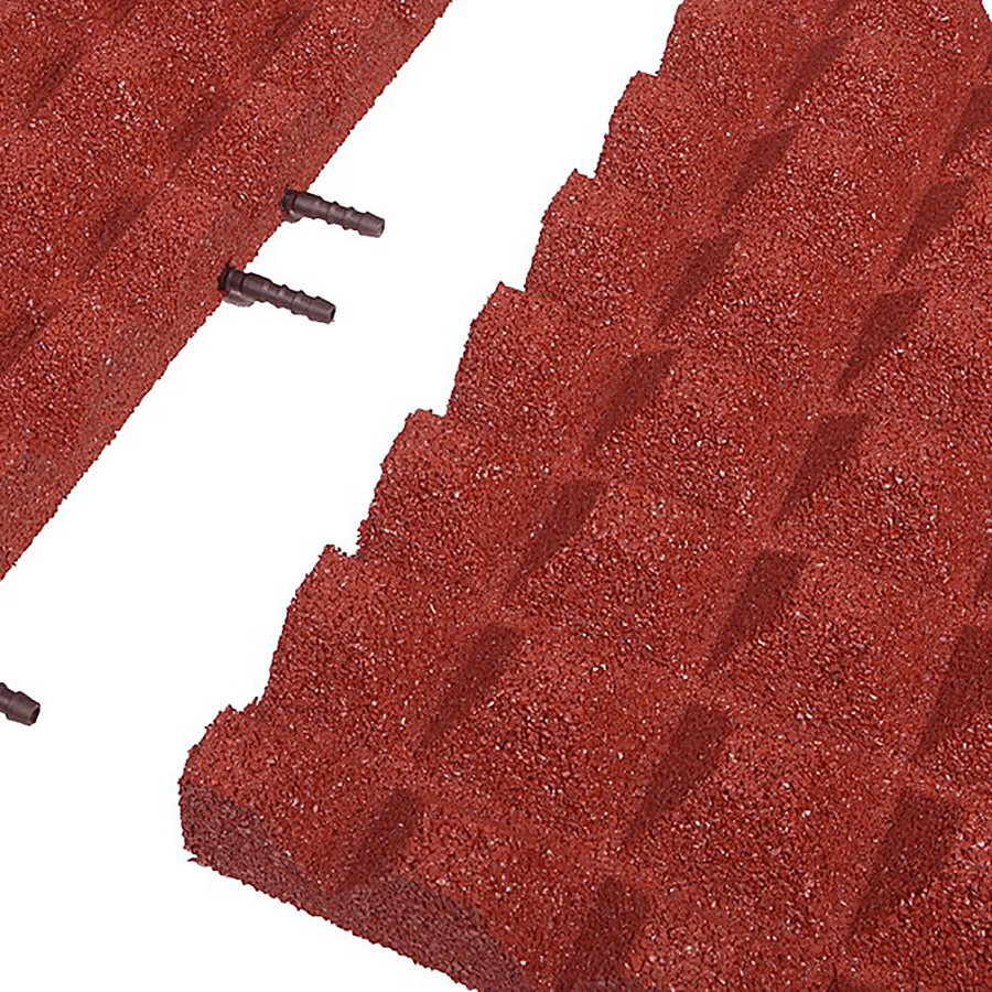 Červená gumová krajová dopadová dlaždice (V50/R28) FLOMA - délka 50 cm, šířka 25 cm a výška 5 cm 