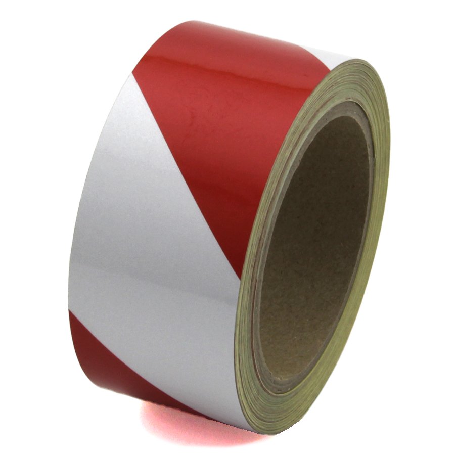Bílo-červená pravá reflexní výstražná páska - délka 15 m, šířka 5 cm