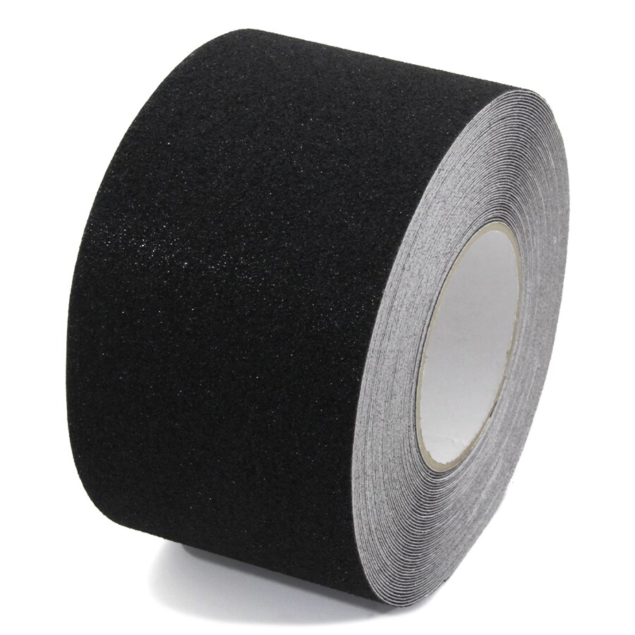 Černá korundová protiskluzová páska FLOMA Standard - 18,3 m x 10 cm a tloušťka 0