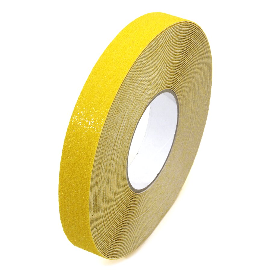 Žlutá korundová protiskluzová páska FLOMA Super - délka 18,3 m, šířka 2,5 cm, tloušťka 1 mm