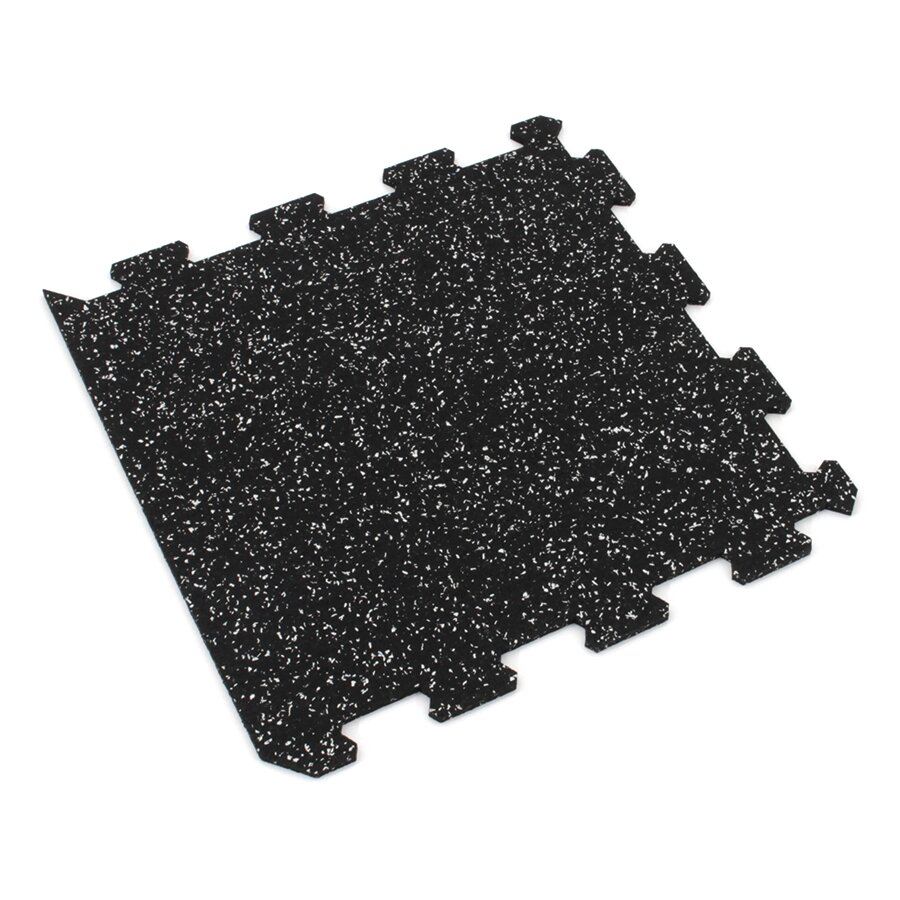 Černo-bílá podlahová guma (puzzle - okraj) FLOMA IceFlo SF1100 - délka 100 cm, šířka 100 cm, výška 1 cm