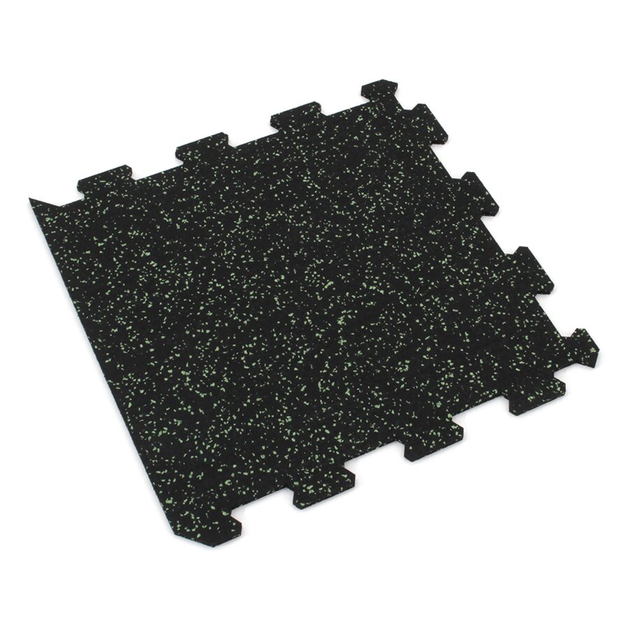 Černo-zelená gumová modulová puzzle dlažba (okraj) FLOMA IceFlo SF1100 - délka 100 cm, šířka 100 cm, výška 1,6 cm