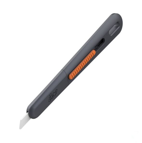 Černo-oranžový plastový polohovatelný nůž na krabice SLICE - délka 13,9 cm, šířka 2,2 cm, výška 1,1 cm