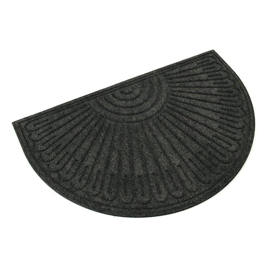 Antracitová textilní gumová čistící půlkruhová vstupní rohož FLOMA Contours - 60 x 90 x 1,1 cm