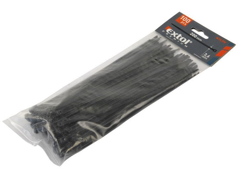 Černá plastová stahovací páska - délka 10 cm, šířka 0,25 cm - 100 ks