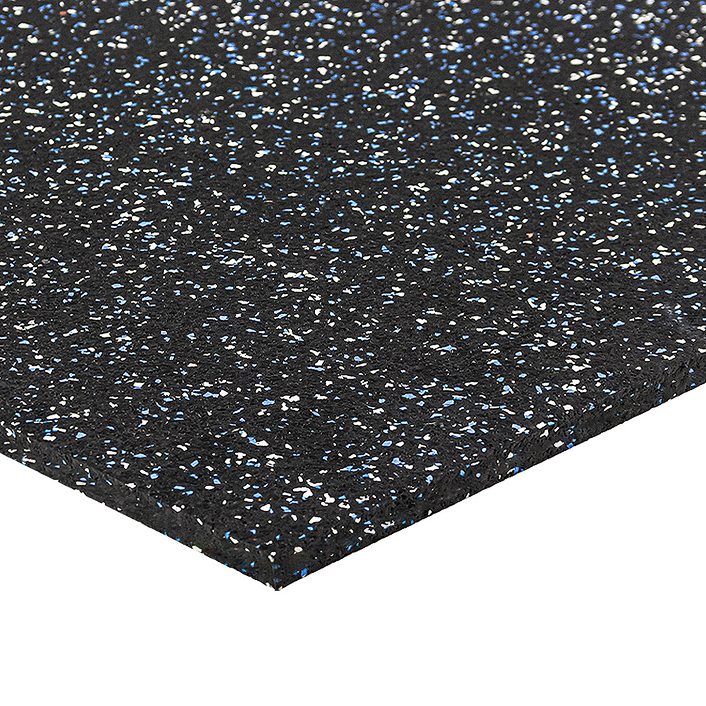 Černo-bílo-modrá podlahová guma (puzzle - roh) FLOMA FitFlo SF1050 - délka 50 cm, šířka 50 cm, výška 1 cm
