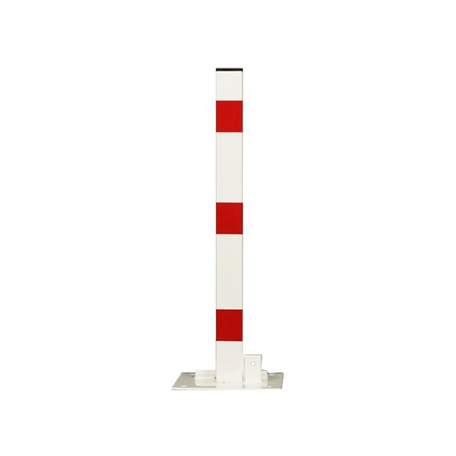 Bílo-červený ocelový parkovací sloupek (hranatý profil) - výška 60 cm