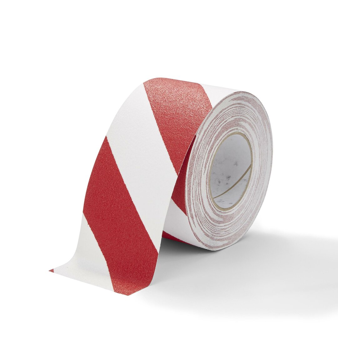 Bílo-červená korundová protiskluzová páska FLOMA Hazard Standard - 18,3 x 10 cm